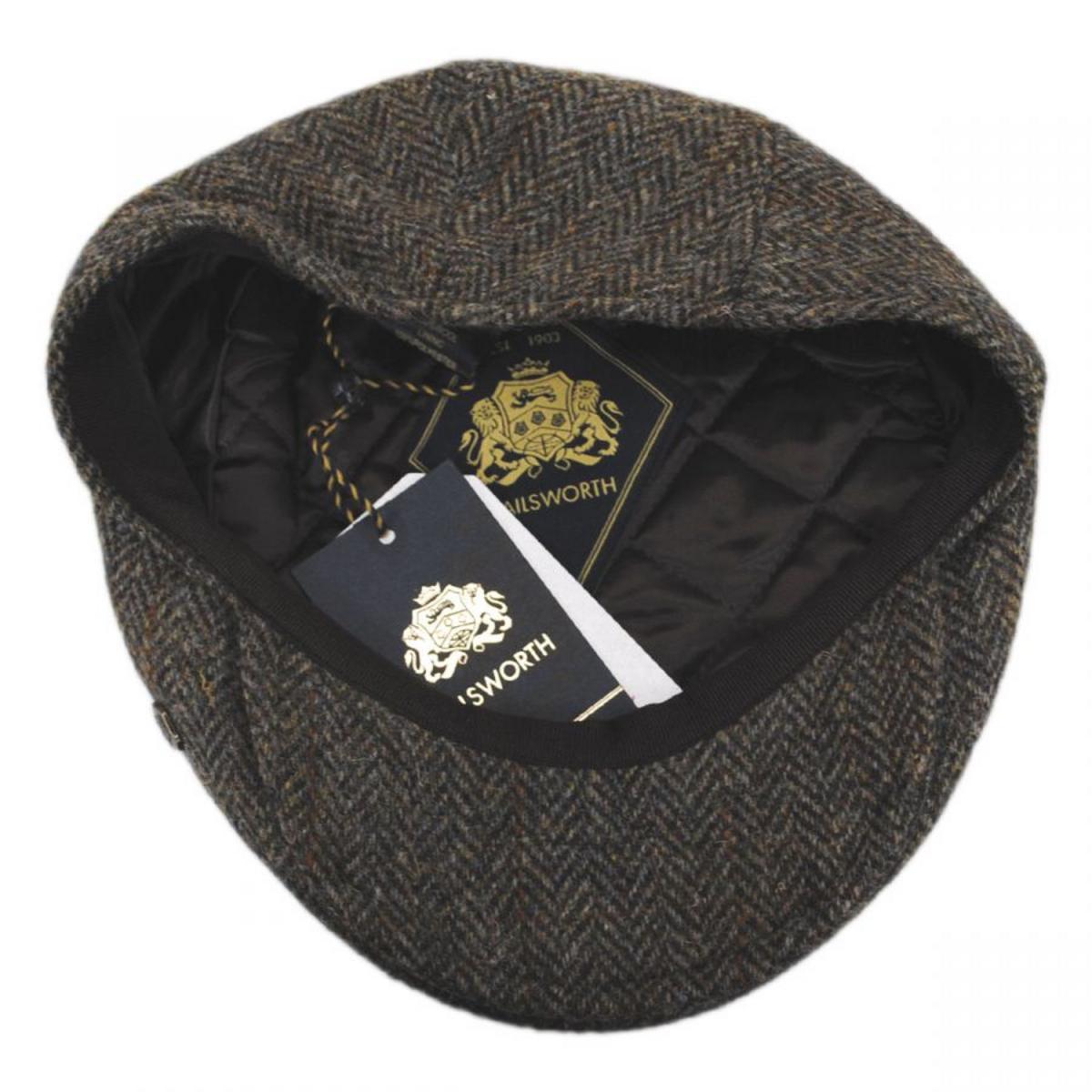 Failsworth | Harris Tweed Overcheck Herringbone Wool Ivy Cap | 177913 | under | TAUPE