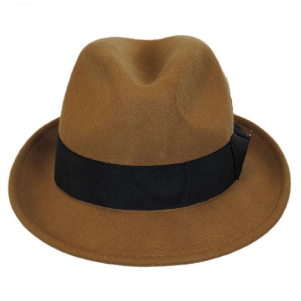 Jaxon Hats | Blues Crushable Wool Felt Trilby Fedora Hat | 132020 | front | PECAN
