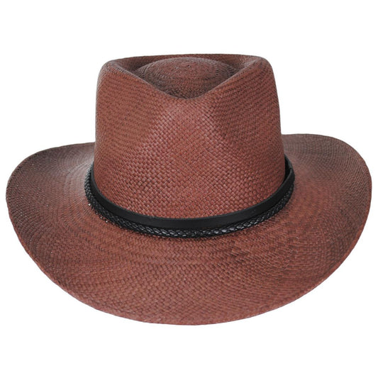 Bigalli | Elegant Shade Panama Straw Outback Hat | 129251 | front | CHOCOLATE