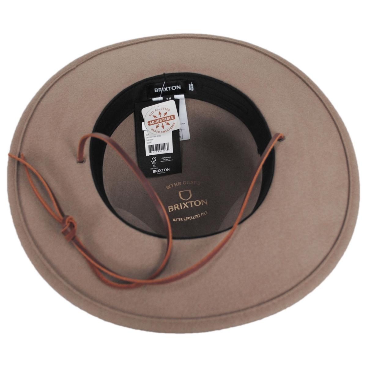 BRIXTON HATS | Cedar Weather Guard Packable Wool Fedora Felt Hat | 135672 | under | KHAKI