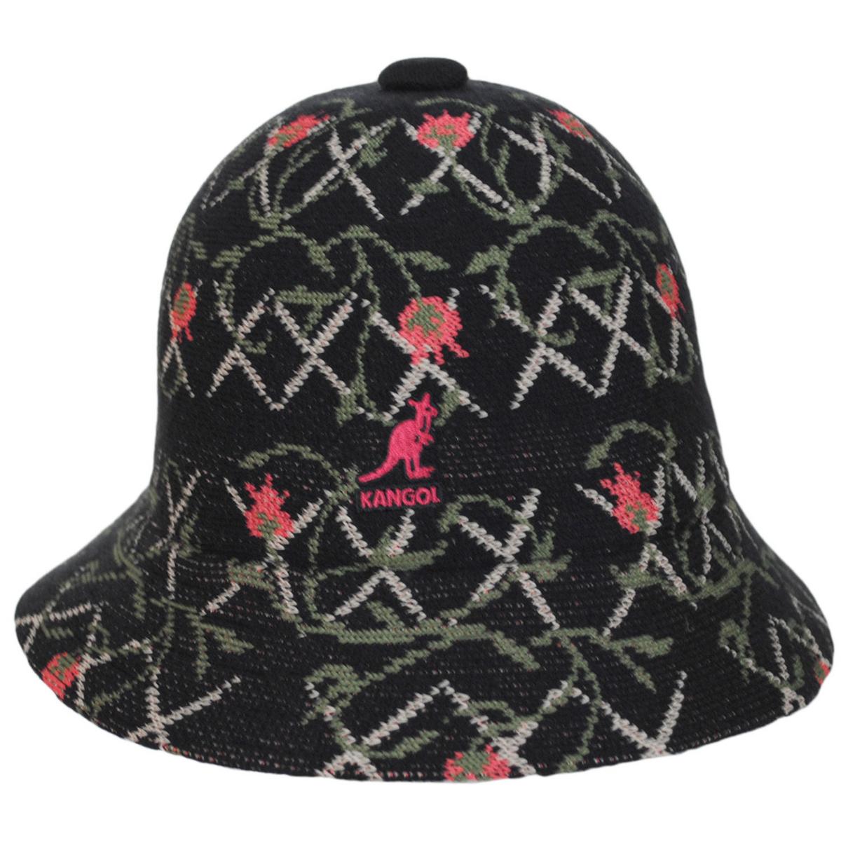 Kangol | Tapestry Jacquard Knit Casual Bucket Hat | 185820 | front | BLACK FLORAL
