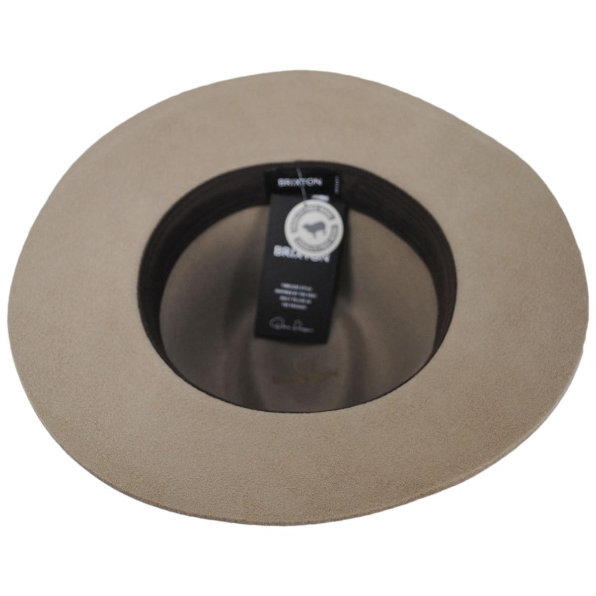 BRIXTON HATS | Wesley Wool Felt Floppy Fedora Hat - Sand/Brown | 135610SB | under | SAND/BROWN