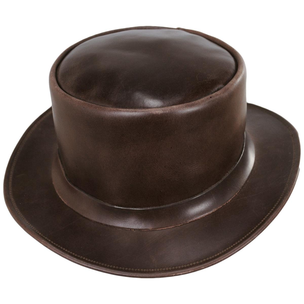 Jaxon Hats | Wholesale John Bull Leather Top Hat B2B Pre-Pack | B2B194100 | front | BROWN