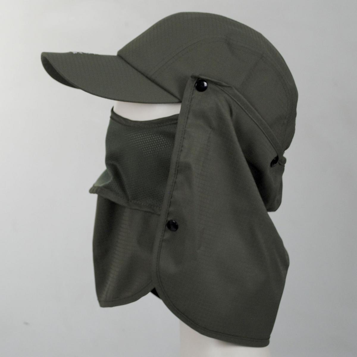 Kangol | Multi-Utility Neck-Flap Mask Strapback Baseball Cap | 201136 | front | DARK OLIVE