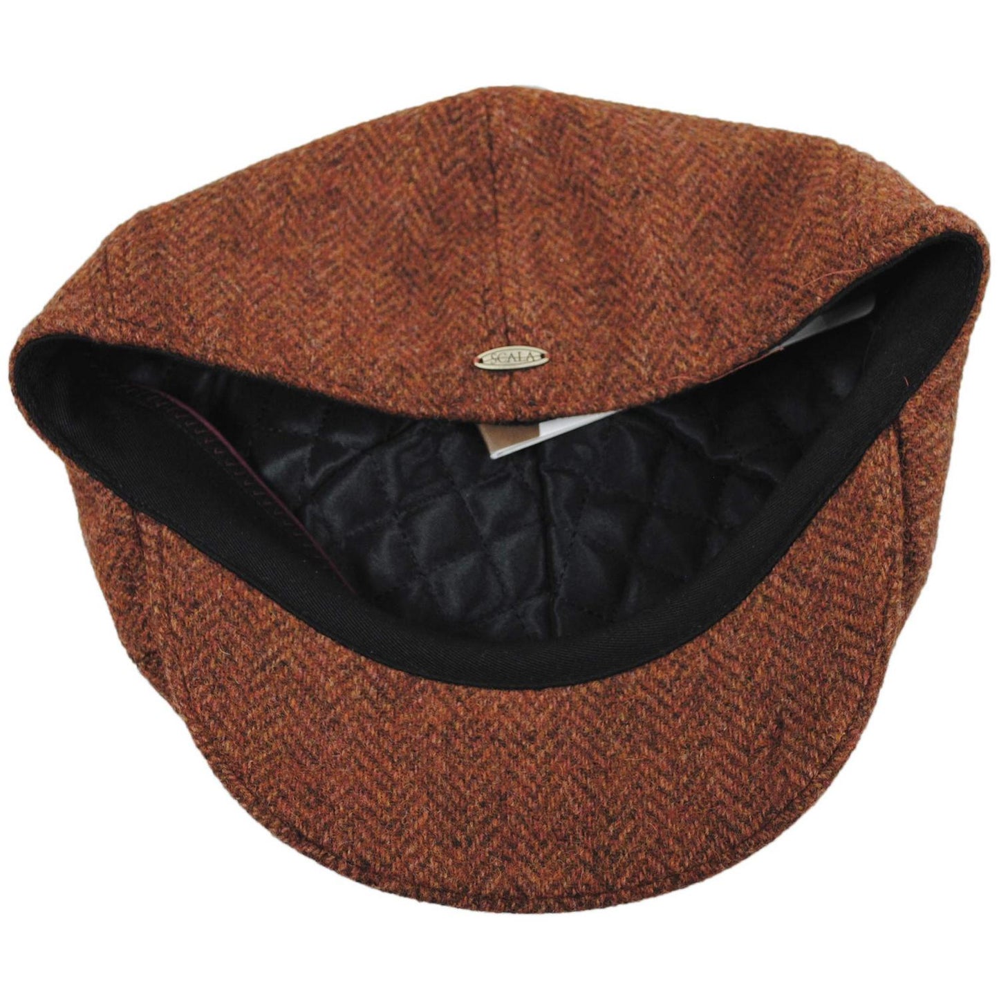 Scala | Lenny Cotton Herringbone Newsboy Cap | 160166 | under | RUST