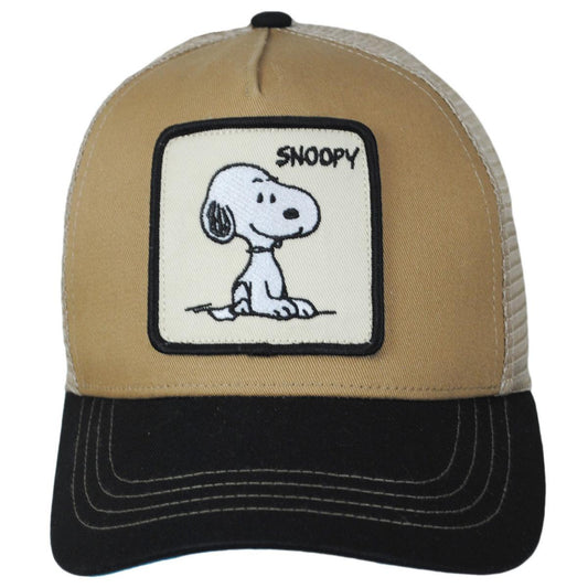 Peanuts | Snoopy Mesh Trucker Snapback Baseball Cap | 201302 | front | TAN
