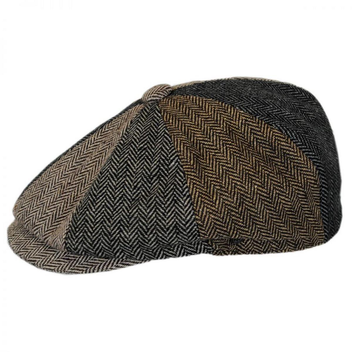 Jaxon Hats | Herringbone Patchwork Wool Blend Newsboy Cap | 167779 | profile | MULTI
