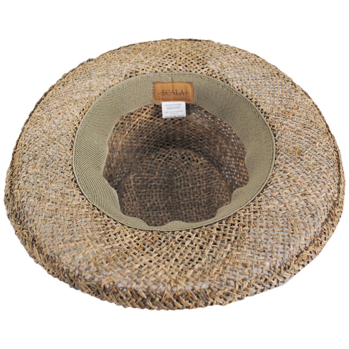Scala | Twisted Seagrass Gambler Hat with Leopard Scarf | 101430 | under | NATURAL