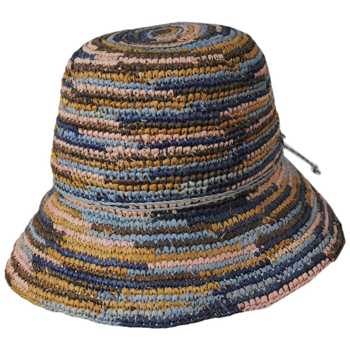 San Diego Hat Company | Iris Raffia Straw Bucket Hat | 103689 | lead | MIXED BROWN