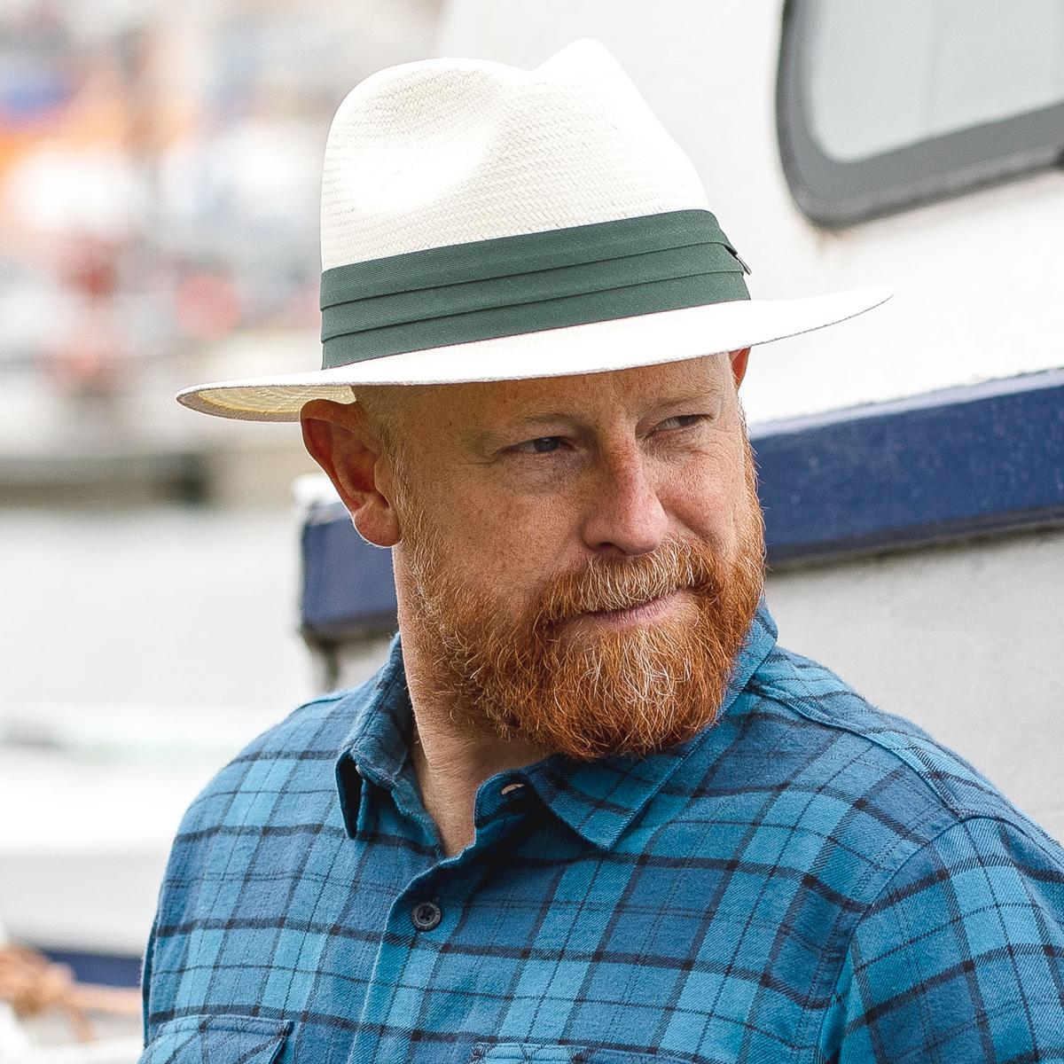 Jaxon Hats | Toyo Straw Safari Fedora Hat - Green Band | 129904 | lsmtwo | IVORY