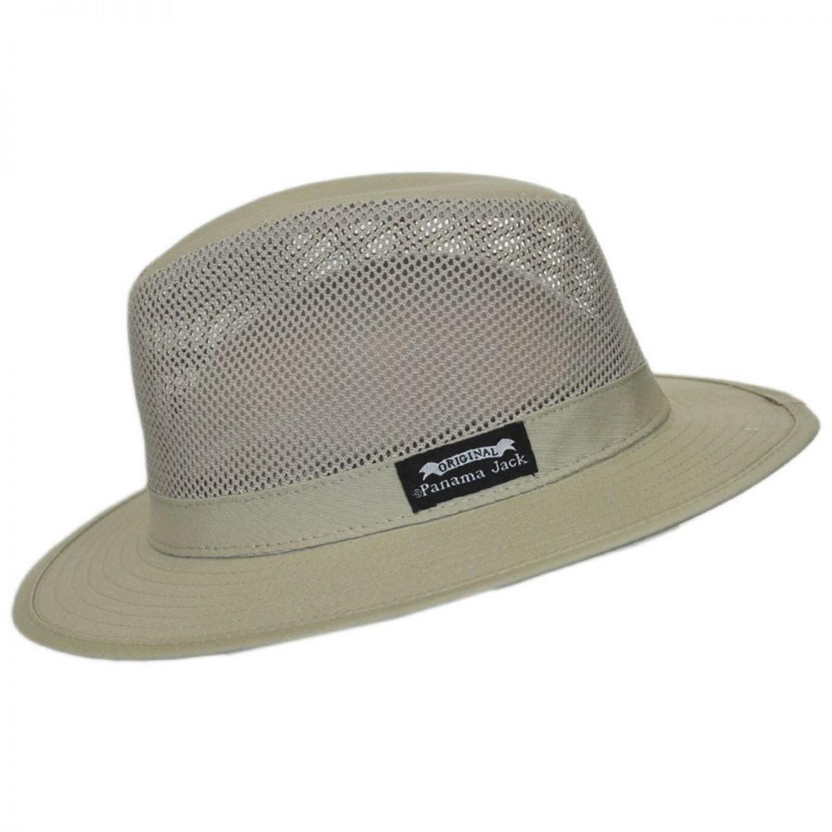 Panama Jack | Mesh Crown Cotton Safari Fedora Hat | 400603 | profile | KHAKI
