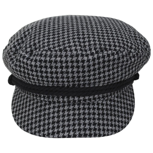 BRIXTON HATS | Houndstooth Tweed Fabric Fiddler Cap - Dusk/Black | 181301DB | front | DUSK/BLACK