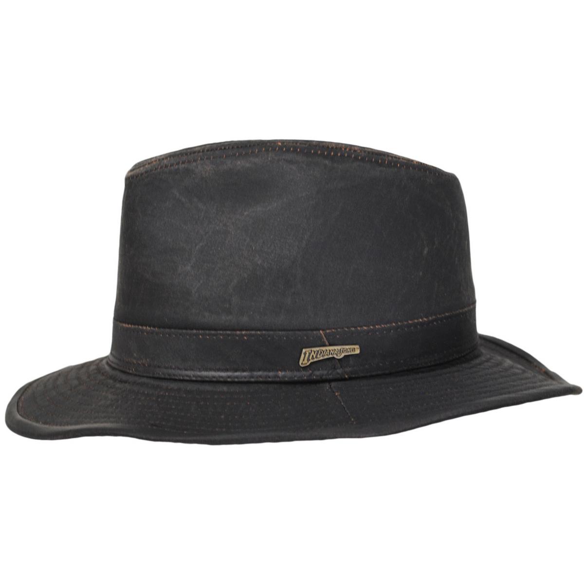 Indiana Jones | Officially Licensed Weathered Cotton Safari Fedora Hat | 140223 | profile | DARK BROWN