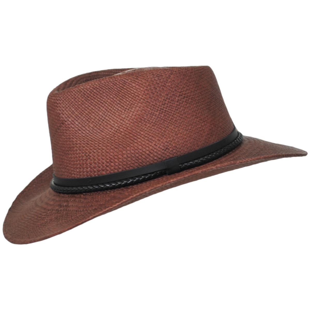 Bigalli | Elegant Shade Panama Straw Outback Hat | 129251 | profile | CHOCOLATE