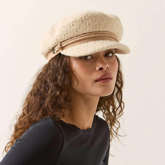 BRIXTON HATS | Sherpa Fiddler Cap | 181329 | lsfone | NATURAL SHERPA/FAUX SUEDE