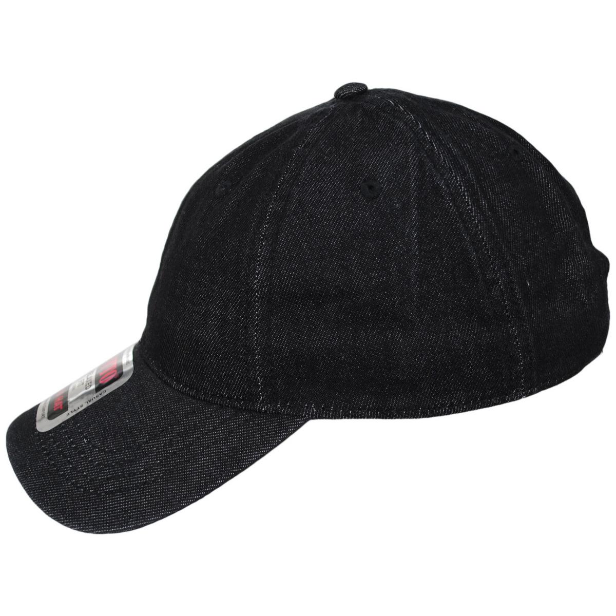 Otto | LoPro Washed Cotton Denim Strapback Baseball Cap Dad Hat | 201405 | profile | BLACK