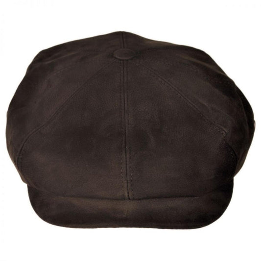 City Sport Caps | Matte Nappa Leather Newsboy Cap | 175053 | front | CHOCOLATE