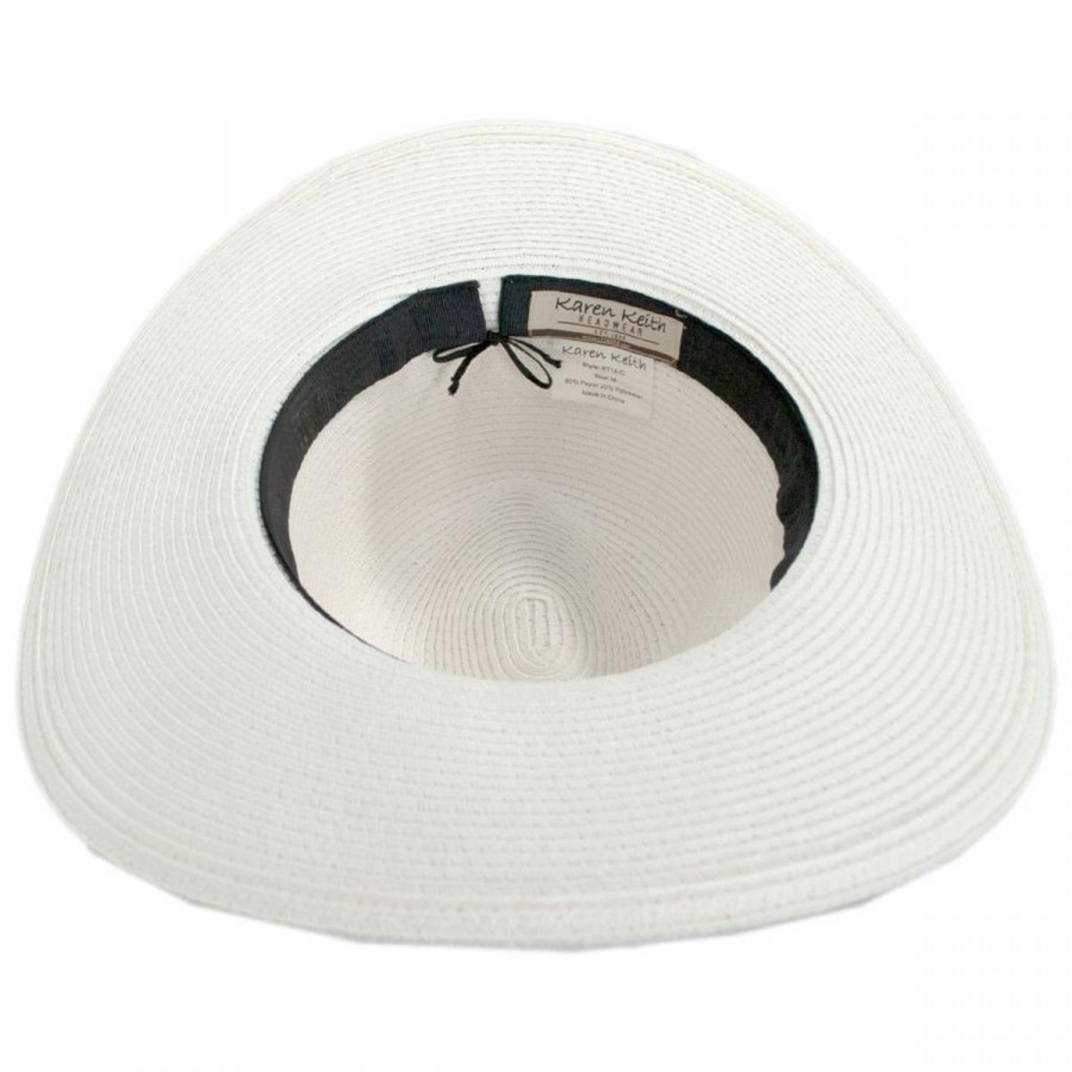 Karen Keith | Horizon Toyo Braid Straw Fedora Hat | 102216 | under | WHITE
