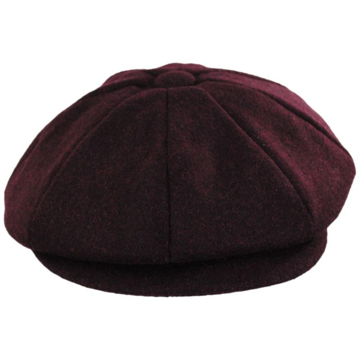 Jaxon Hats | Harlem Wool Blend Newsboy Cap | 167791 | front | BURGUNDY