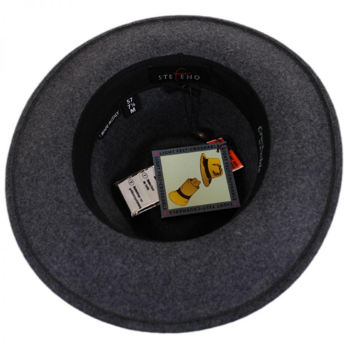 Stefeno Hats | Hiker Wool Felt Safari Fedora Hat | 136062 | under | GREY MIX