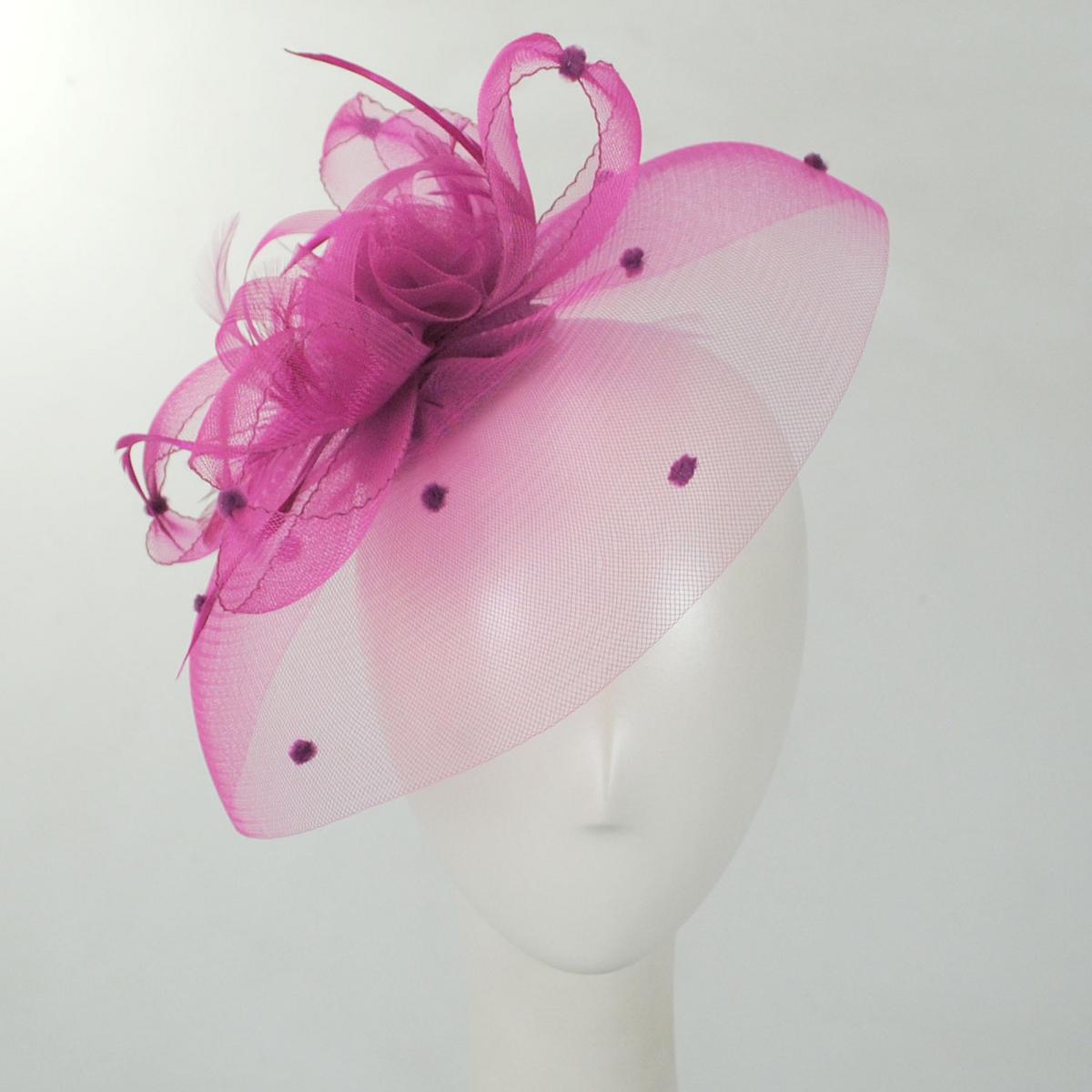 Kathy Jeanne | Voile Horsehair Mesh Fascinator Hat | 122431 | front | FUCHSIA