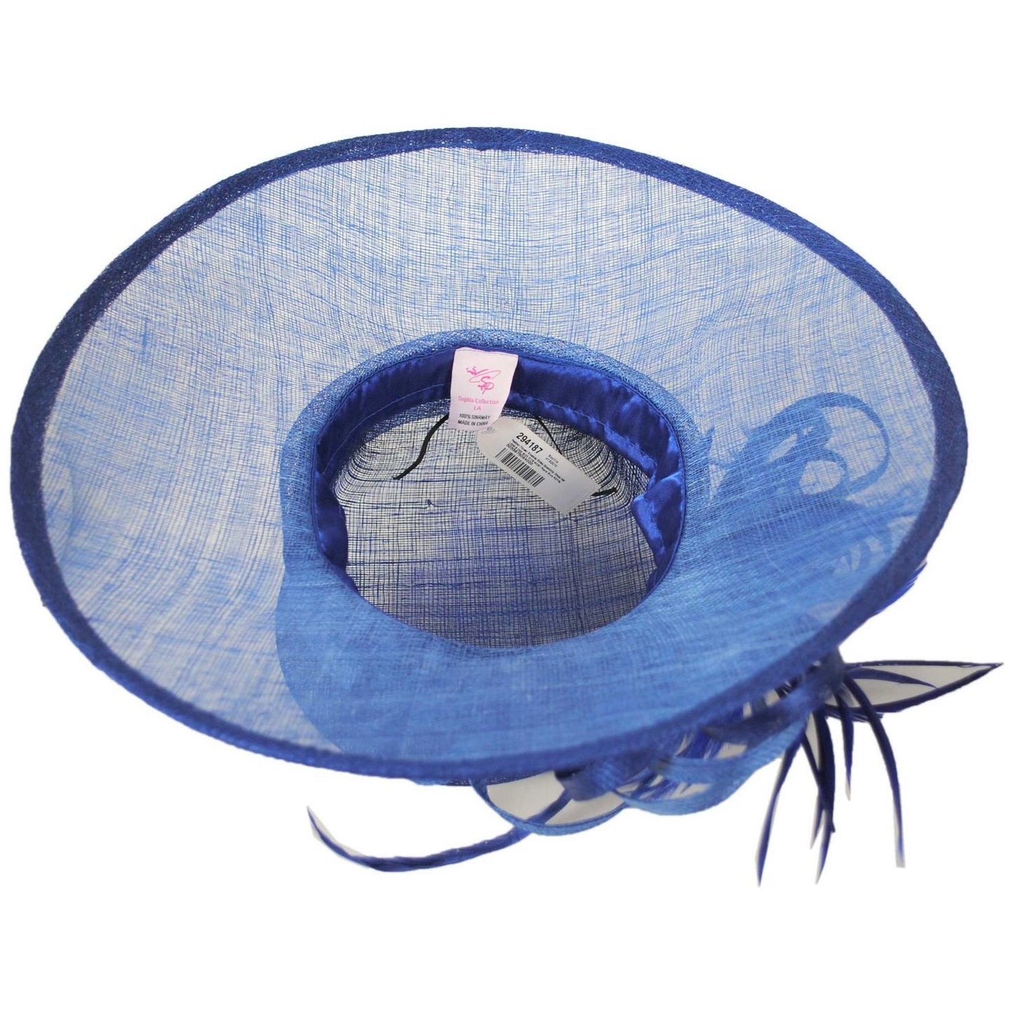 Sophia | Feather Flower Sinamay Straw Downbrim Dress Hat | 122915 | under | ROYAL