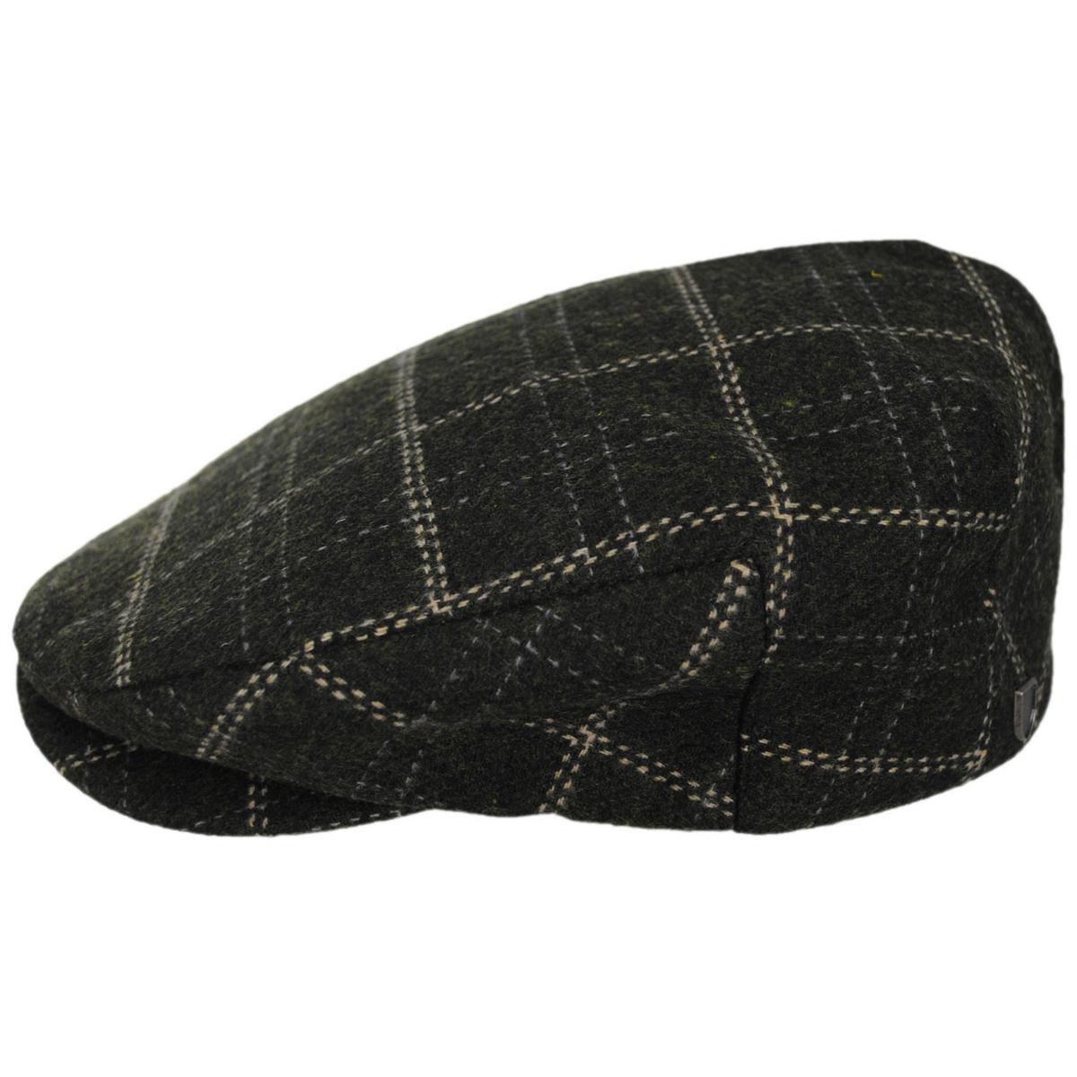 BRIXTON HATS | Barrel Wool Blend Plaid Ivy Cap | 161523 | profile | MOSS/KHAKI