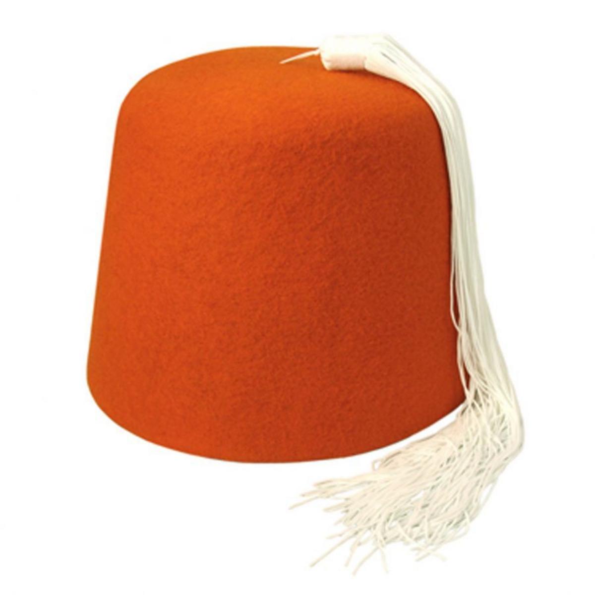 Village Hat Shop | Orange Wool Fez with White Tassel | 193307 | lead | ORANGE