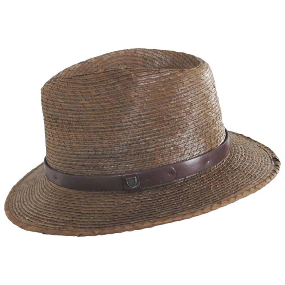 BRIXTON HATS | Messer Palm Straw Fedora Hat | 128328 | profile | TOFFEE