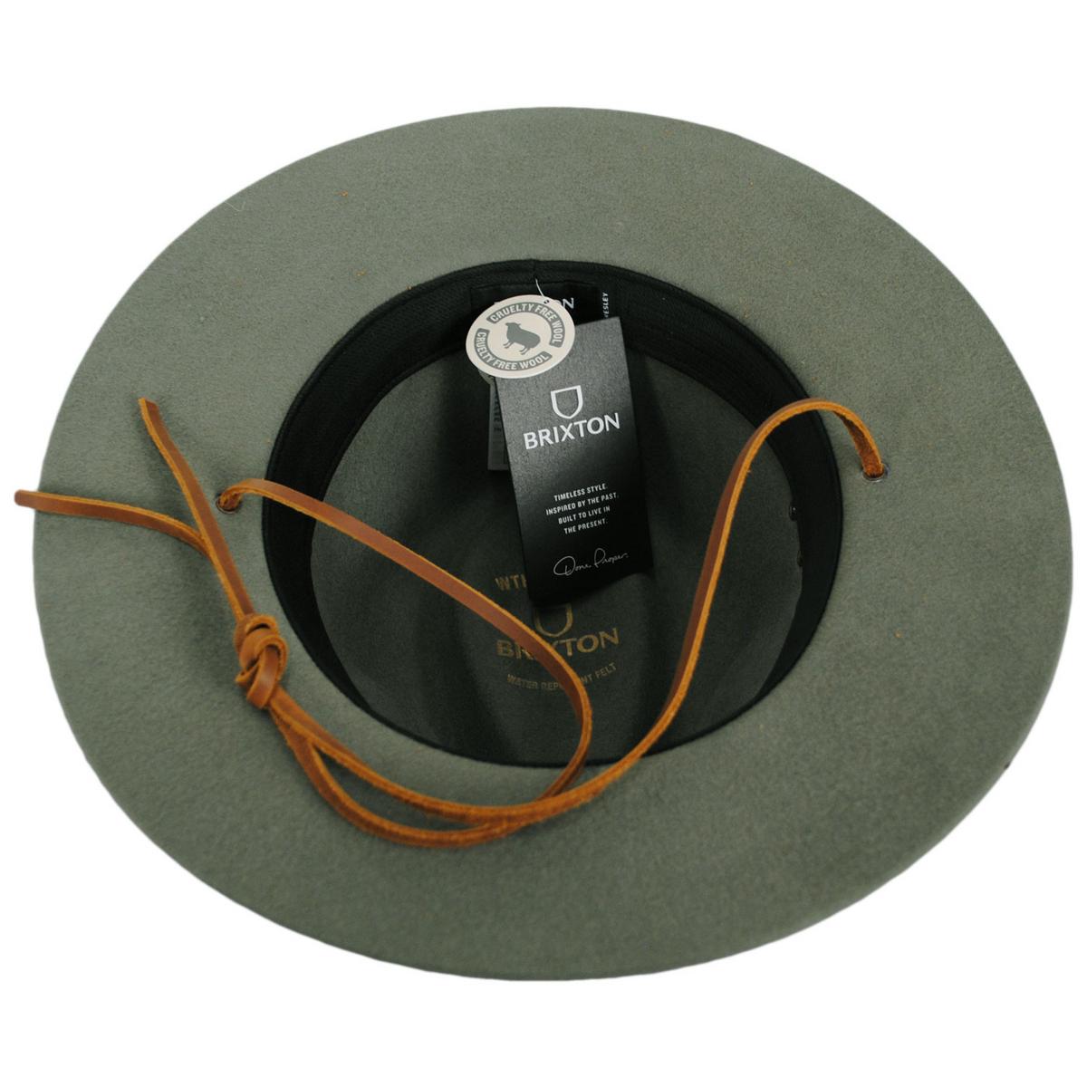 BRIXTON HATS | Wesley Weather Guard Wool Felt Packable Fedora Hat | 135609 | under | LIGHT MOSS