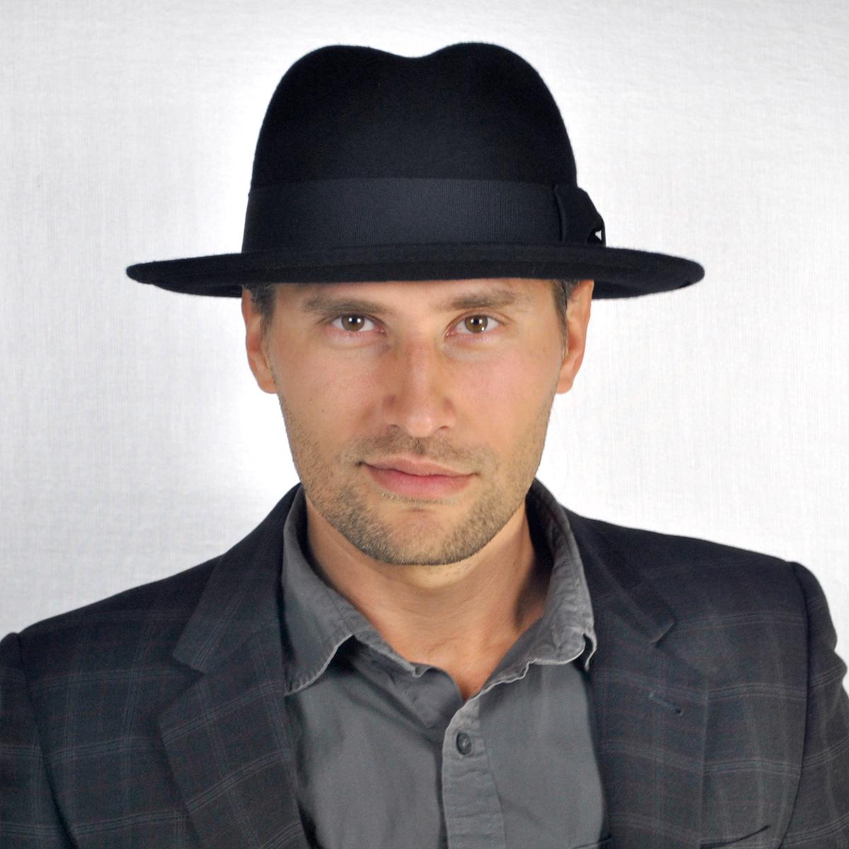 Jaxon Hats | C-Crown Crushable Wool Felt Fedora Hat | 135003 | lsmtwo | BLACK