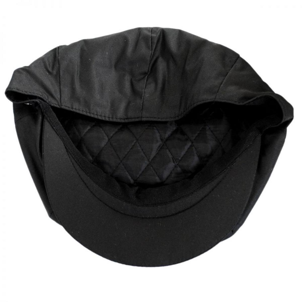 Jaxon Hats | Waxed Cotton Newsboy Cap | 167776 | under | BLACK