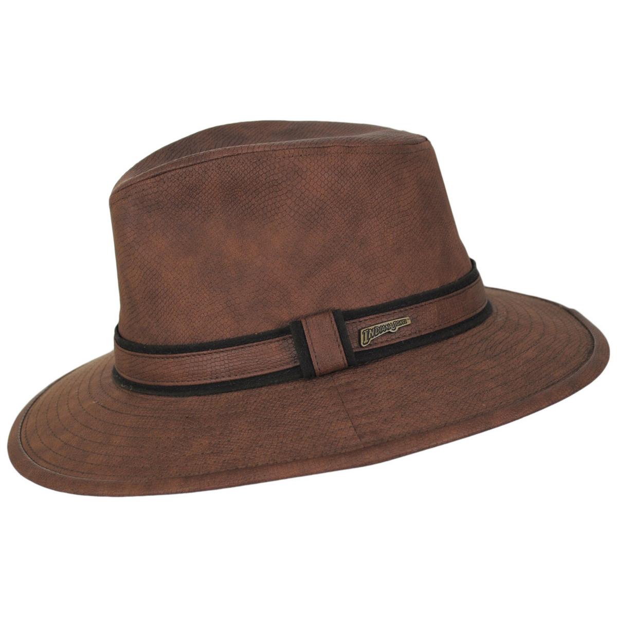 Indiana Jones | Officially Licensed Kali Ma Vegan Leather Safari Fedora Hat | 140174 | profile | BROWN