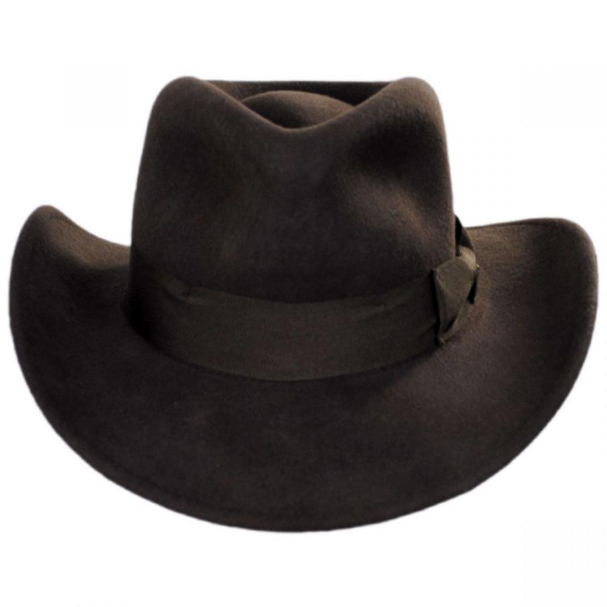 Indiana Jones | Officially Licensed Crushable Wool Outback Hat | 130500 | front | BROWN