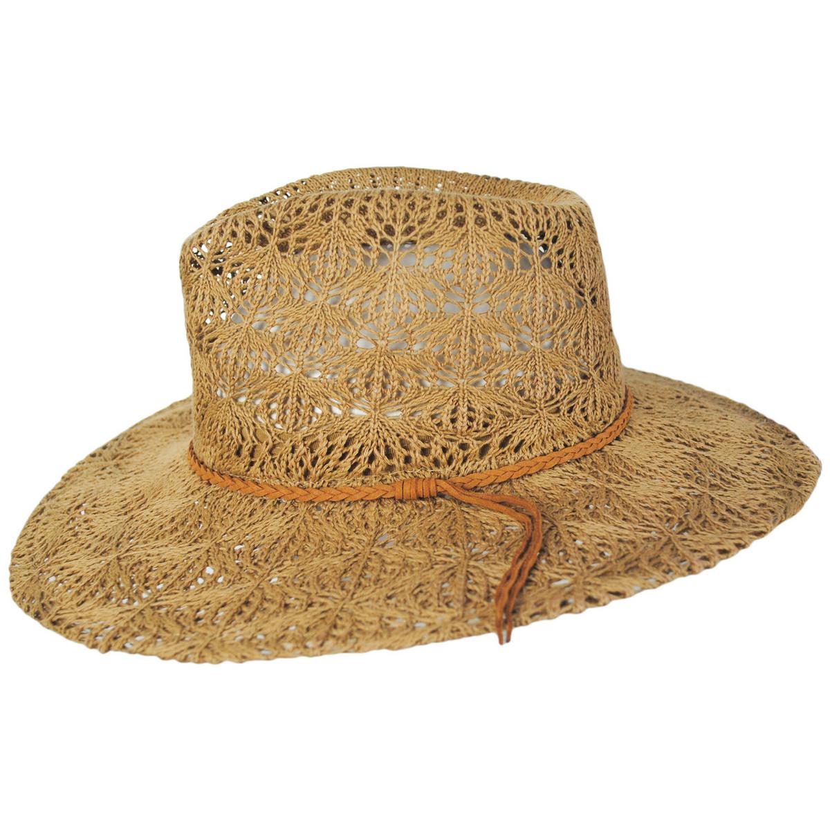 Scala | Aubree Lace Knit Outback Ranch Fedora Hat | 106442 | profile | TEA