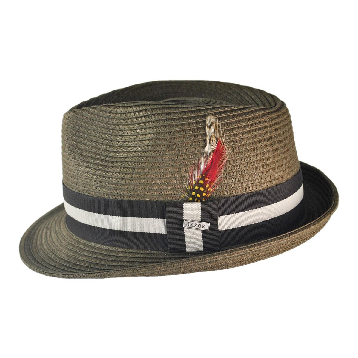 Jaxon Hats | Wholesale Ridley Toyo Straw Trilby Fedora Hat B2B Pre-Pack | B2B129000 | profile | OLIVE GREEN