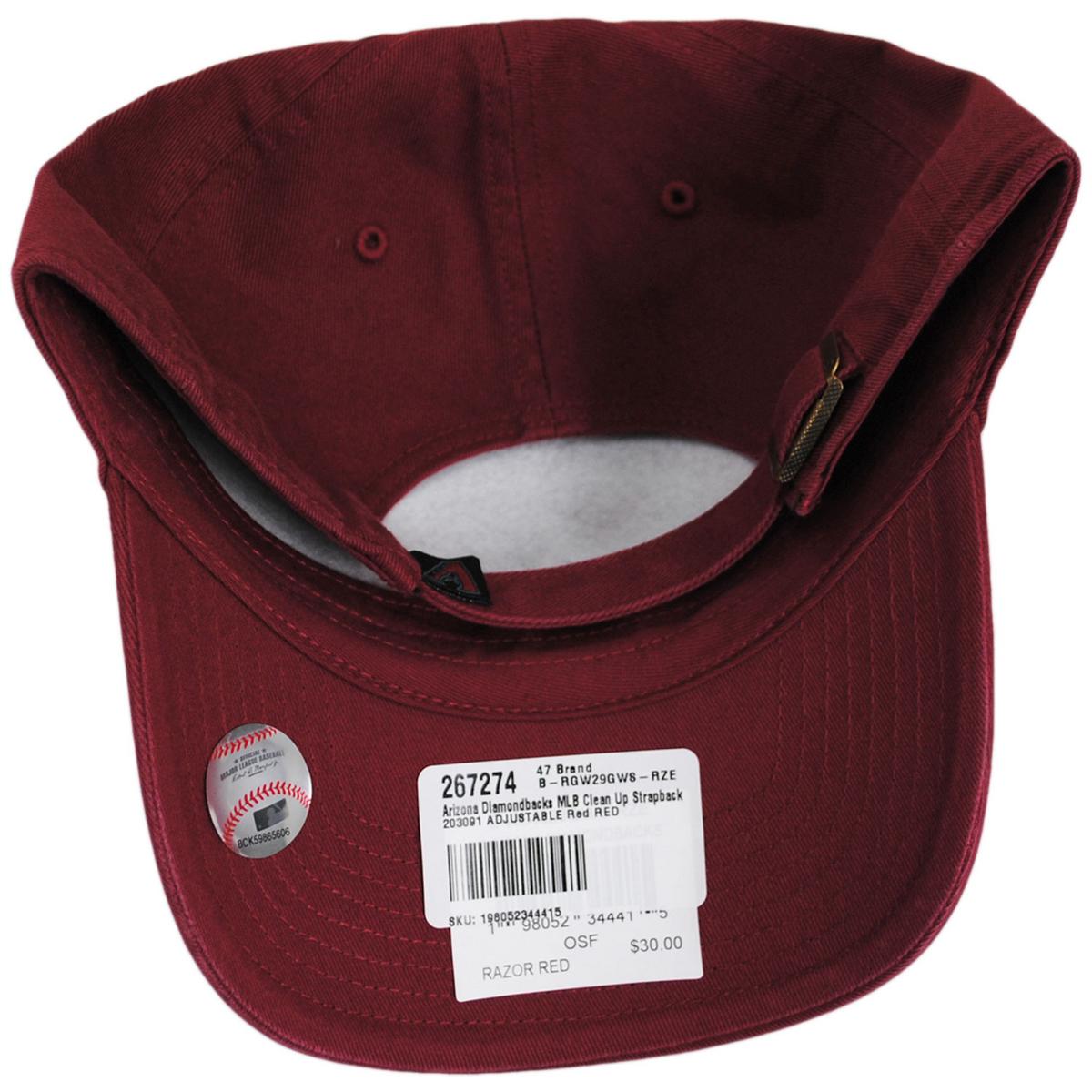 47 Brand | Arizona Diamondbacks MLB Clean Up Strapback Baseball Cap Dad Hat | 203091 | under | RED