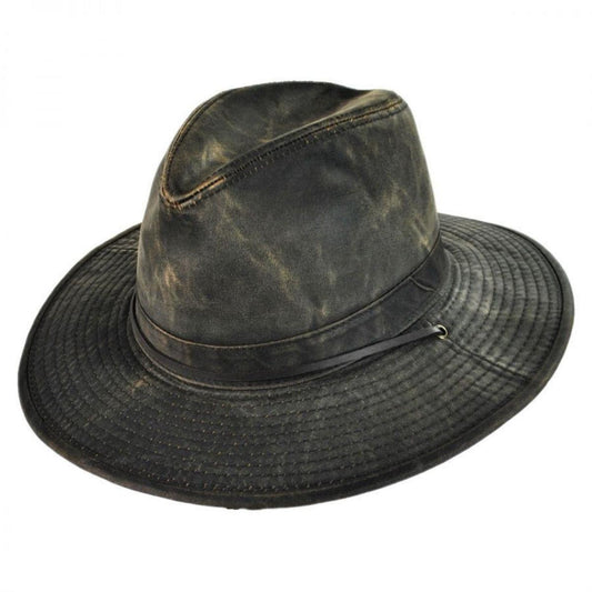 Dorfman Pacific | Weathered Cotton Aussie Hat | 400233 | lead | BROWN