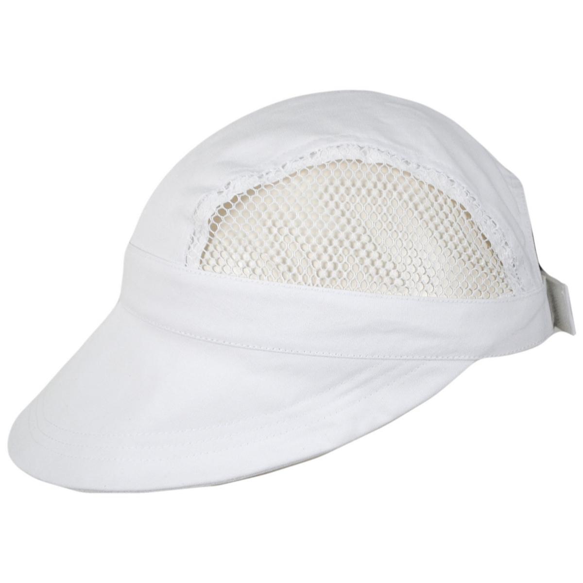 Dorfman Pacific | Tennis Cotton and Mesh Visor Cap | 106302 | profile | WHITE