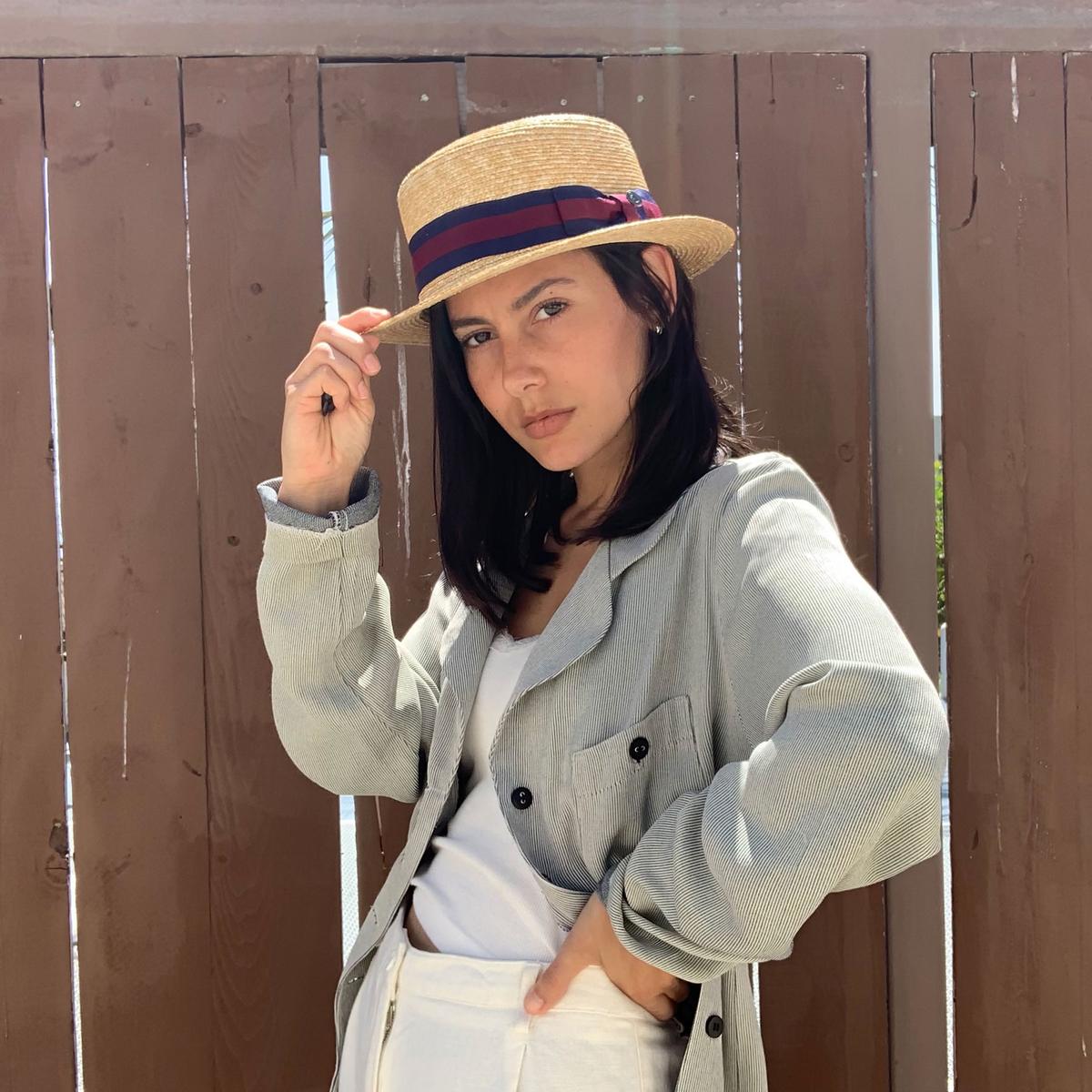 Jaxon Hats | Striped Band Wheat Straw Skimmer Hat | 129005 | lsftwo | NATURAL