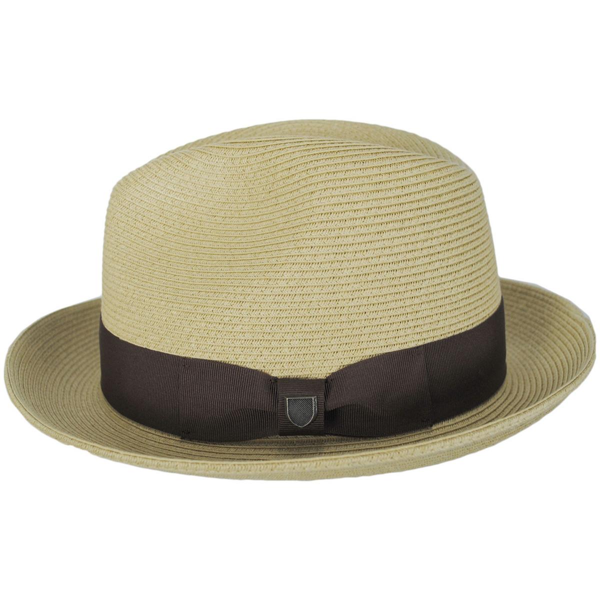 BRIXTON HATS | Horton CB Toyo Braid Fedora Hat | 128363 | profile | DARK TAN/LIGHT BROWN