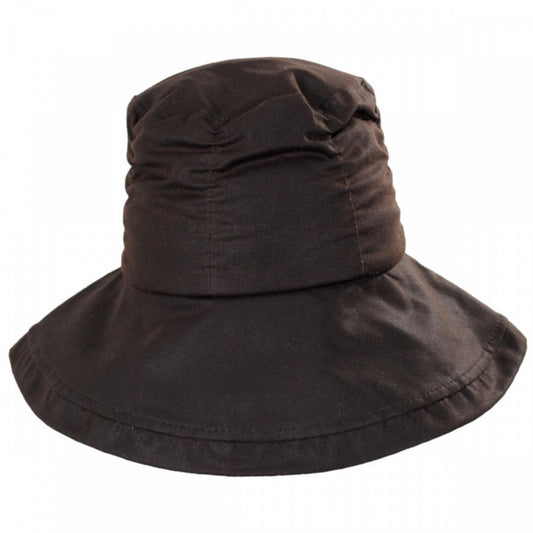 Stefeno Hats | Drizzle British Millerain Waxed Cotton Crushable Rain Hat | 185450 | front | BROWN