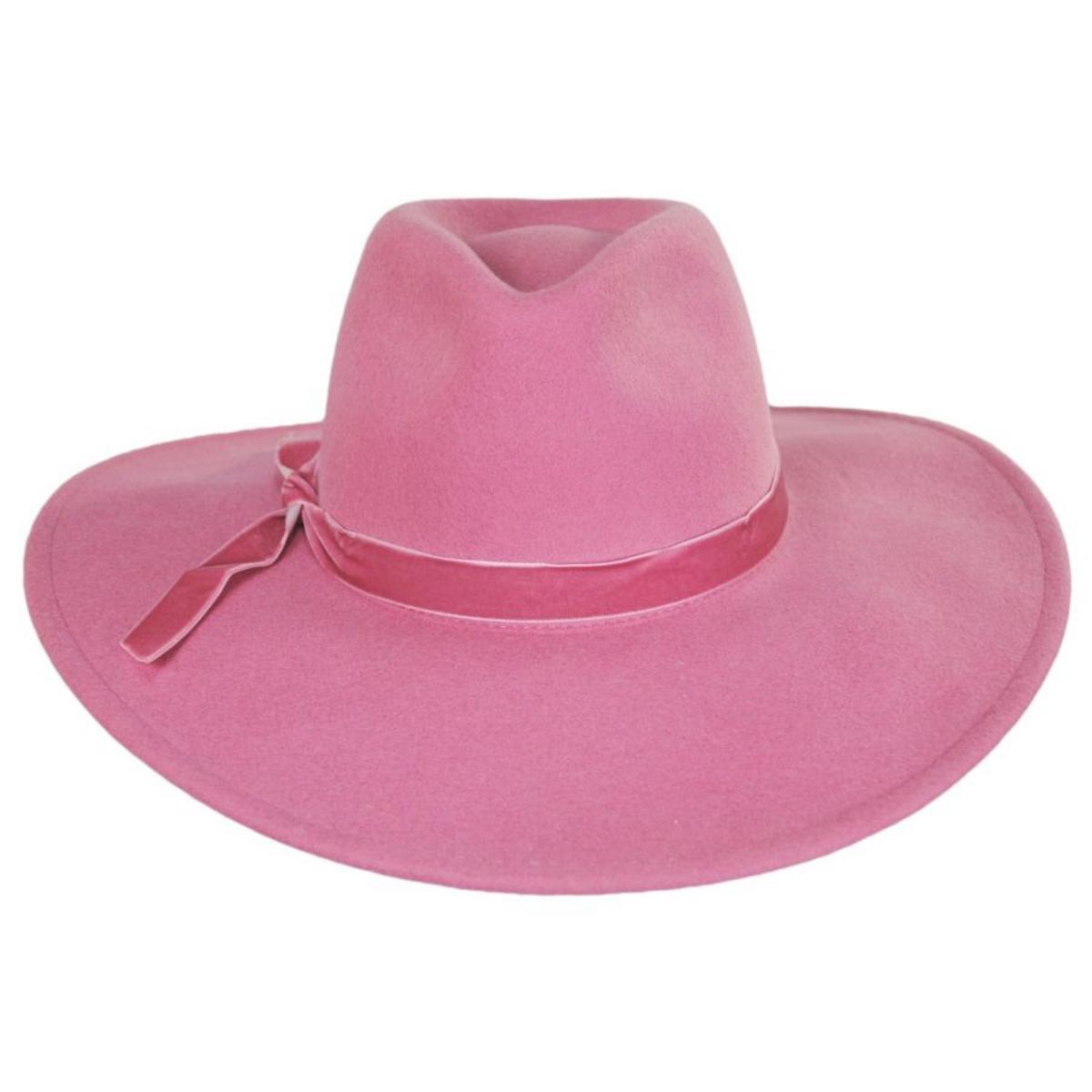 Scala | Calista Wide Brim Wool Felt Fedora Hat | 123420 | front | MAUVE