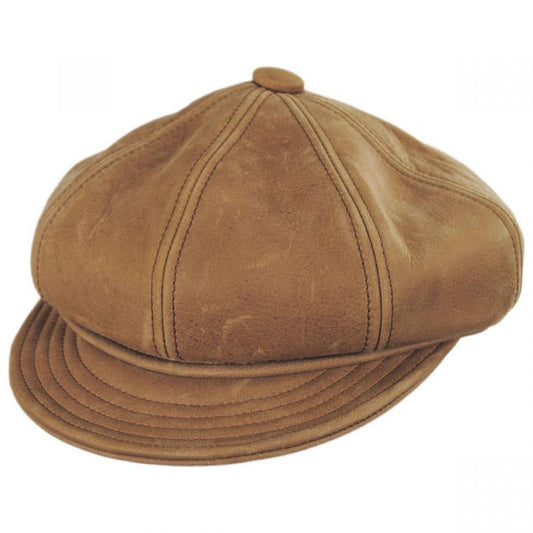 NEW YORK HAT CO | Vintage Spitfire Leather Newsboy Cap | 161102 | lead | RUST