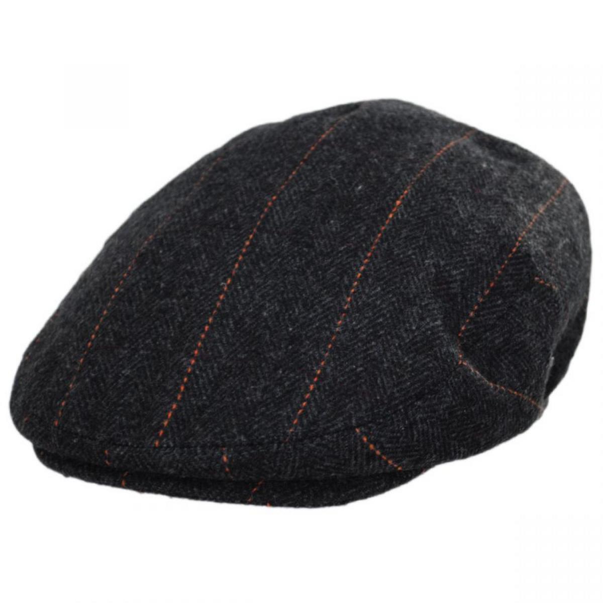 Jaxon Hats | Negroni Herringbone Plaid Wool Blend Ivy Cap | 167557 | lead | DARK GREY