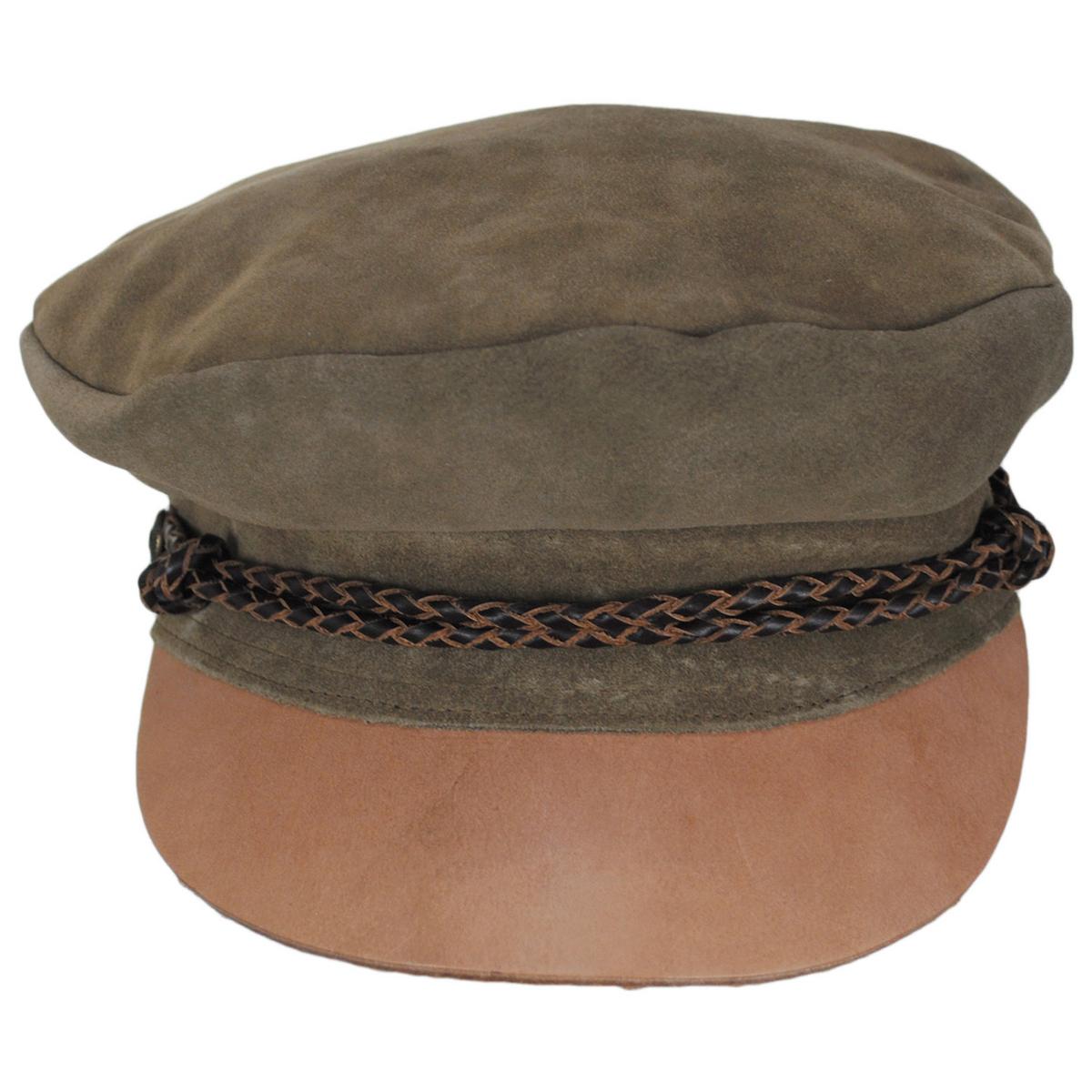 BRIXTON HATS | Kayla Leather Suede Fiddler Cap | 107412 | front | TAN/BROWN
