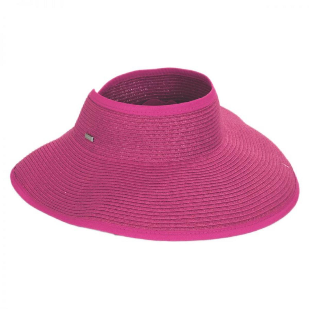 San Diego Hat Company | Roll Up Toyo Straw Visor | 197300 | lead | FUCHSIA