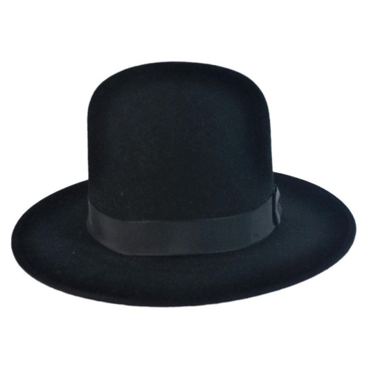 Stetson | Amish Buffalo Fur Felt Open Crown Fedora Hat | 130652 | front | BLACK
