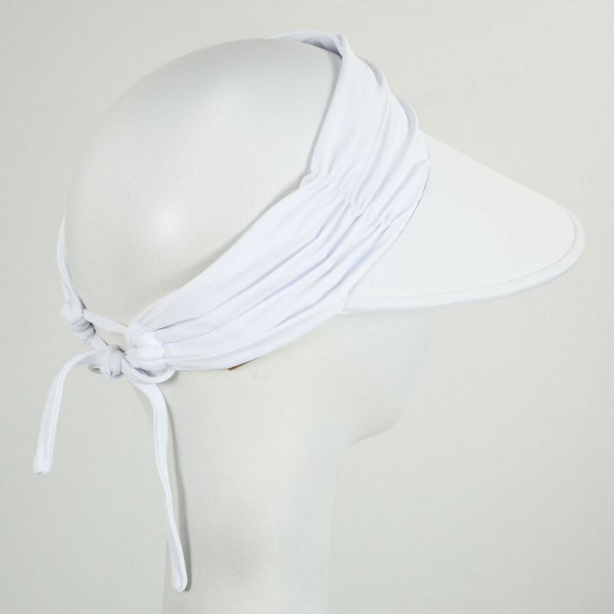 Cappelli | Ruched Crown Swim Visor | 195015 | profile | WHITE