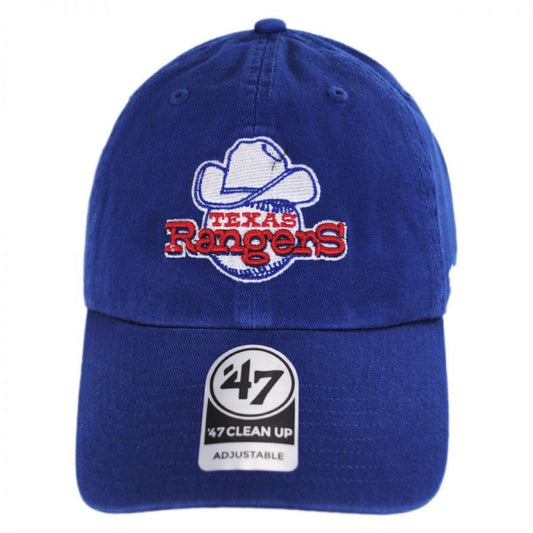 47 Brand | Texas Rangers MLB Cooperstown Clean Up Strapback Baseball Cap Dad Hat | 203445 | front | ROYAL